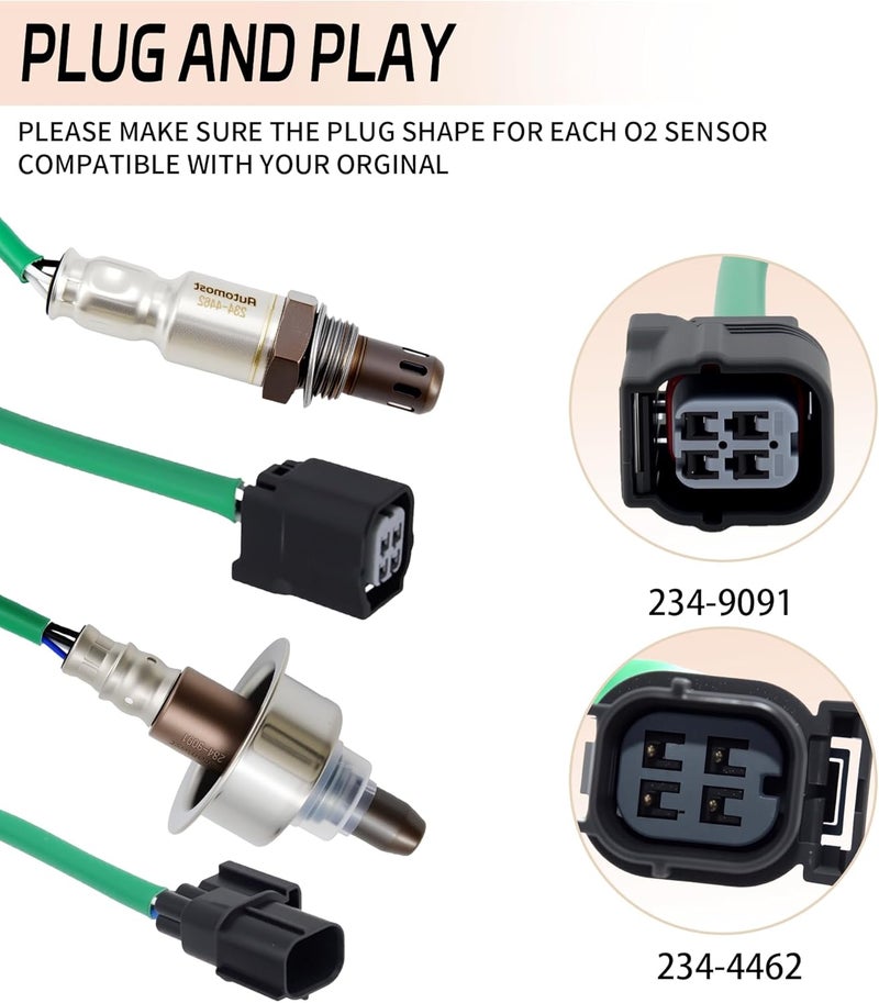 Automost Upstream and Downstream O2 Sensor Compatible with Acura 2009-2014 TSX 2.4L, Honda 2008-2012 Accord 2.4L Replace#234-9091,234-4462,36531-R40-A01 - Image 4